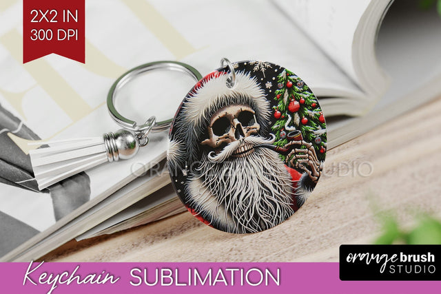 Christmas Skeleton Keychain PNG - Santa Keychain Sublimation Sublimation OrangeBrushStudio 