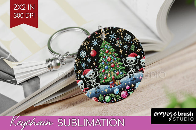 Christmas Skeleton Keychain PNG - Santa Keychain Sublimation Sublimation OrangeBrushStudio 