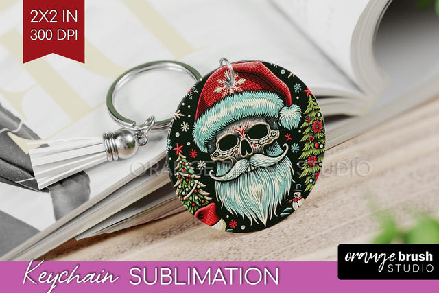 Christmas Skeleton Keychain PNG - Santa Keychain Sublimation Sublimation OrangeBrushStudio 