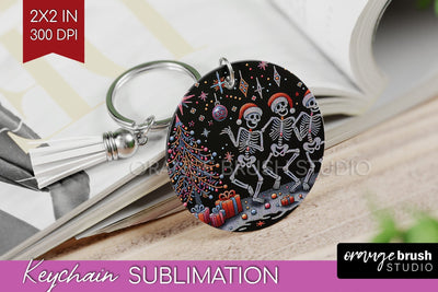 Christmas Skeleton Keychain PNG - Santa Keychain Sublimation Sublimation OrangeBrushStudio 