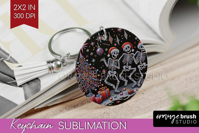 Christmas Skeleton Keychain PNG - Santa Keychain Sublimation Sublimation OrangeBrushStudio 