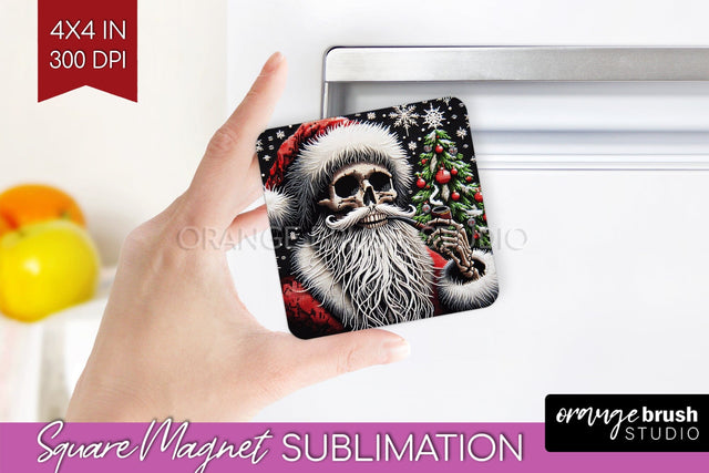 Christmas Skeleton Magnet Sublimation - Santa Magnet PNG Sublimation OrangeBrushStudio 