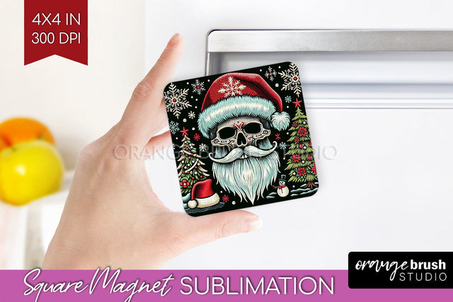 Christmas Skeleton Magnet Sublimation - Santa Magnet PNG Sublimation OrangeBrushStudio 