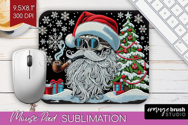 Christmas Skeleton Mouse Pad Sublimation - Santa Skull PNG Sublimation OrangeBrushStudio 