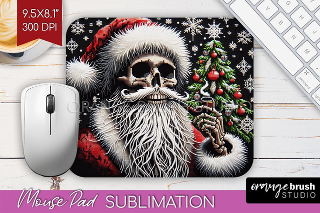 Christmas Skeleton Mouse Pad Sublimation - Santa Skull PNG Sublimation OrangeBrushStudio 