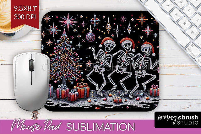 Christmas Skeleton Mouse Pad Sublimation - Santa Skull PNG Sublimation OrangeBrushStudio 