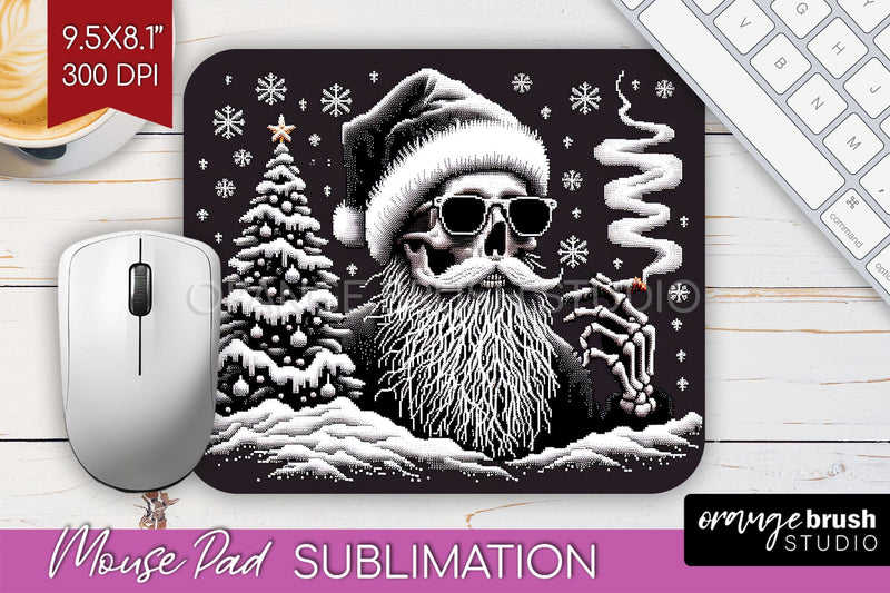 Christmas Skeleton Mouse Pad Sublimation - Santa Skull PNG Sublimation OrangeBrushStudio 