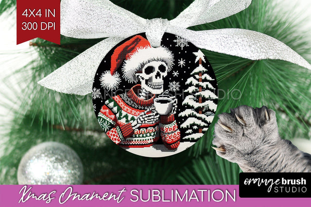 Christmas Skeleton Ornament PNG - Santa Xmas Sublimation Sublimation OrangeBrushStudio 