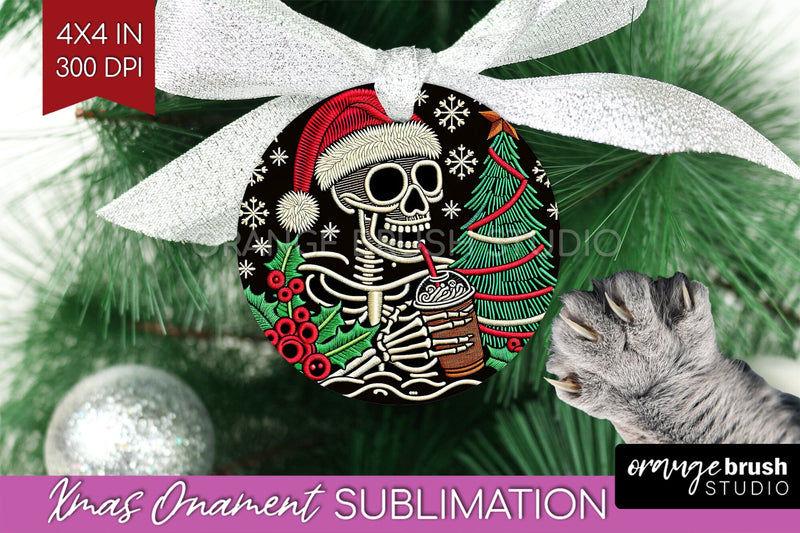 Christmas Skeleton Ornament PNG - Santa Xmas Sublimation Sublimation OrangeBrushStudio 