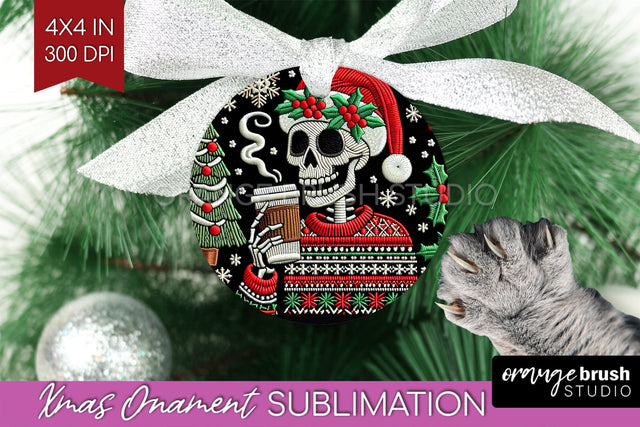 Christmas Skeleton Ornament PNG - Santa Xmas Sublimation Sublimation OrangeBrushStudio 
