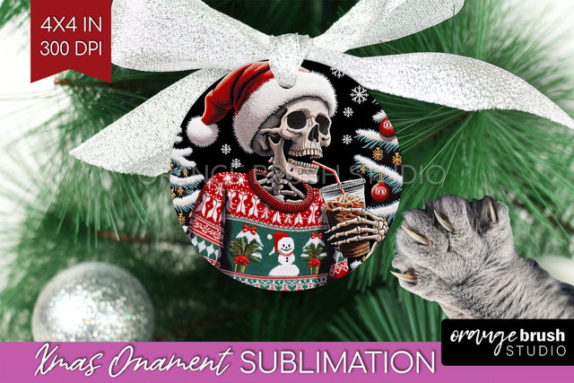 Christmas Skeleton Ornament PNG - Santa Xmas Sublimation Sublimation OrangeBrushStudio 