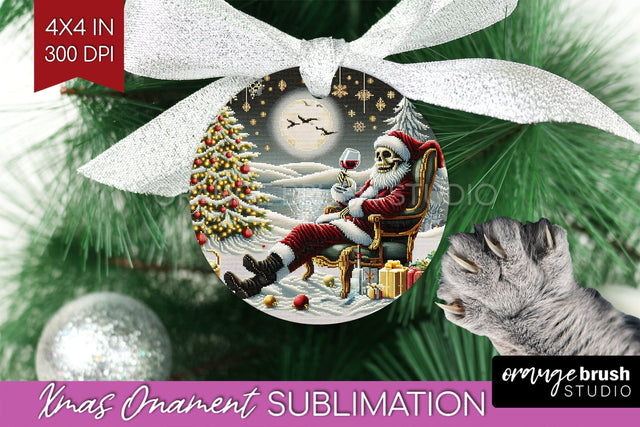 Christmas Skeleton Ornament PNG - Santa Xmas Sublimation Sublimation OrangeBrushStudio 