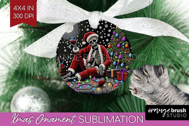 Christmas Skeleton Ornament PNG - Santa Xmas Sublimation Sublimation OrangeBrushStudio 