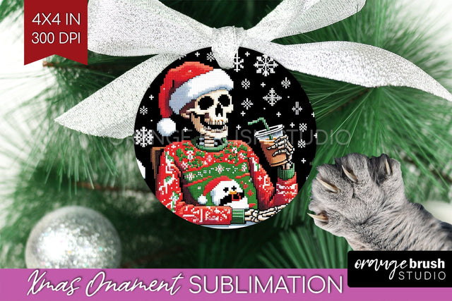 Christmas Skeleton Ornament PNG - Santa Xmas Sublimation Sublimation OrangeBrushStudio 