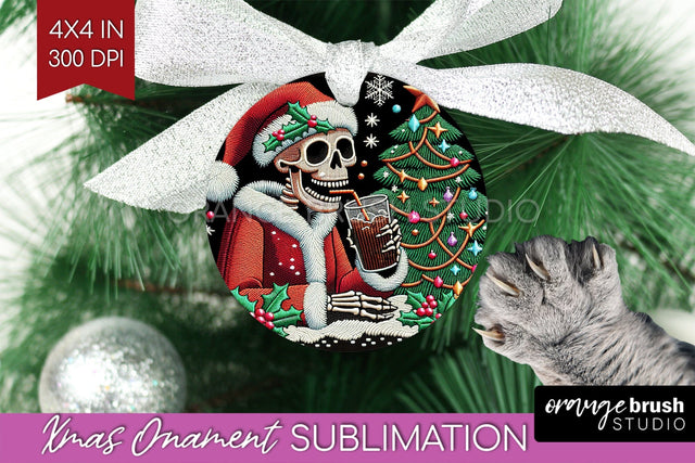 Christmas Skeleton Ornament PNG - Santa Xmas Sublimation Sublimation OrangeBrushStudio 