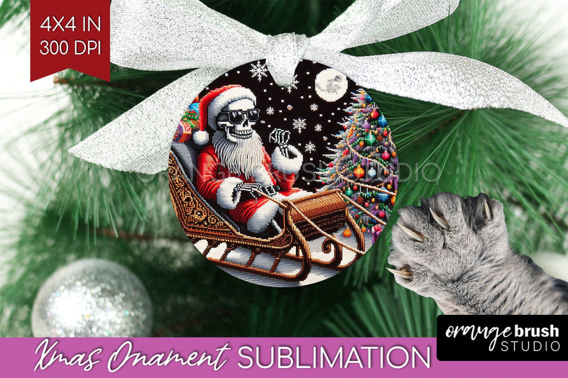 Christmas Skeleton Ornament PNG - Santa Xmas Sublimation Sublimation OrangeBrushStudio 
