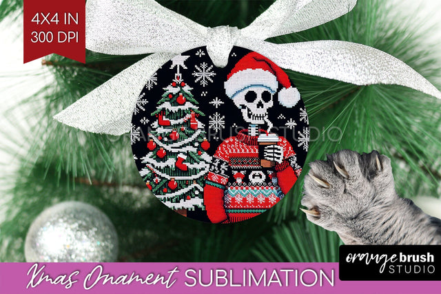 Christmas Skeleton Ornament PNG - Santa Xmas Sublimation Sublimation OrangeBrushStudio 