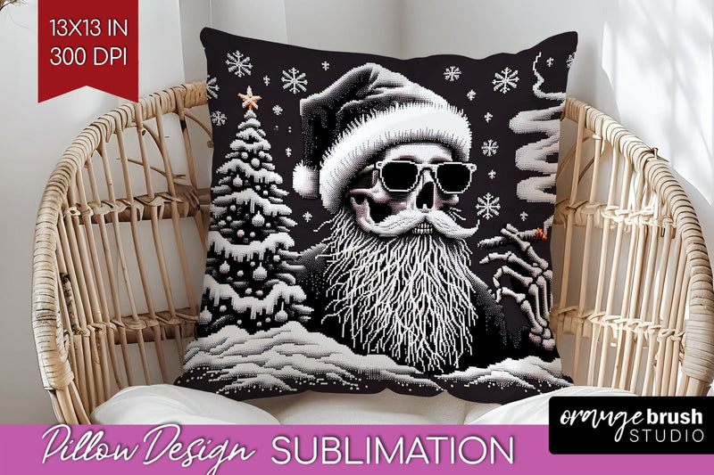 Christmas Skeleton Pillow Sublimation - Santa Pillow Cover Sublimation OrangeBrushStudio 