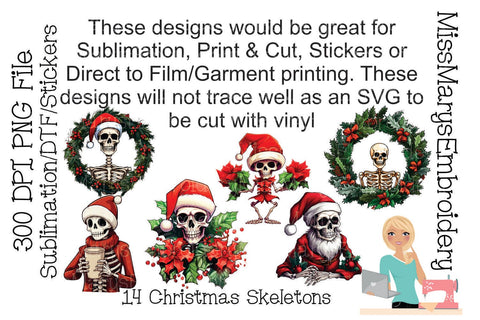Christmas Skeleton PNG | Christmas Skulls PNG | Christmas Sublimation | Skeleton Sublimation | Christmas PNG SVG MissMarysEmbroidery 