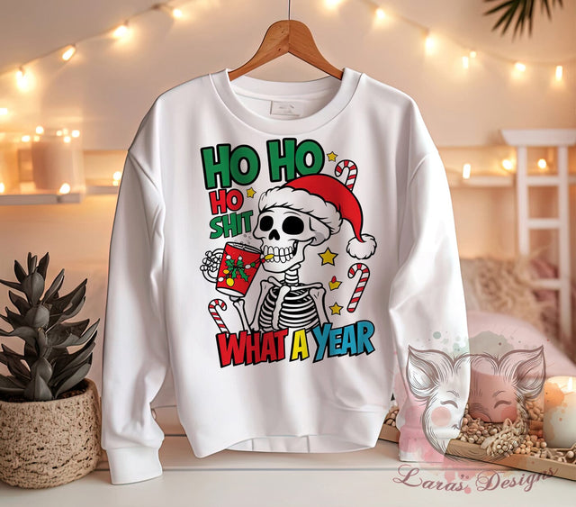 Christmas Skeleton PNG, Santa Claus, Funny Christmas, Ho Ho Ho, Holiday Humor, Sublimation Design, Digital Download, Christmas Gift Sublimation Lara' s Designs 