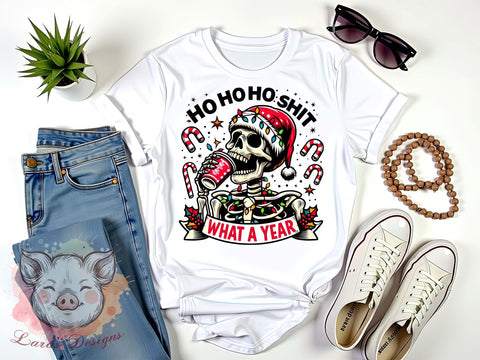 Christmas Skeleton PNG, Santa Claus, Funny Christmas, Ho Ho Ho, Holiday Humor, Sublimation Design, Digital Download, Christmas Gift Sublimation Lara' s Designs 