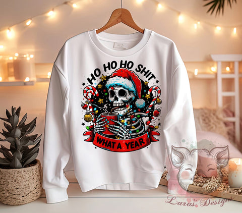 Christmas Skeleton PNG, Santa Claus, Funny Christmas, Ho Ho Ho, Holiday Humor, Sublimation Design, Digital Download, Christmas Gift Sublimation Lara' s Designs 