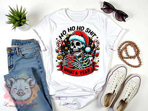 Christmas Skeleton PNG, Santa Claus, Funny Christmas, Ho Ho Ho, Holiday Humor, Sublimation Design, Digital Download, Christmas Gift Sublimation Lara' s Designs 