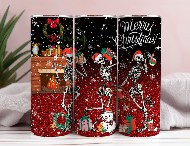 Christmas Skeleton Tumbler PNG Wrap, Holiday Tumbler Decor, Christmas Skeleton 20 oz Sublimation, Christmas, holiday tumbler, Instant Download Sublimation PixelChick 