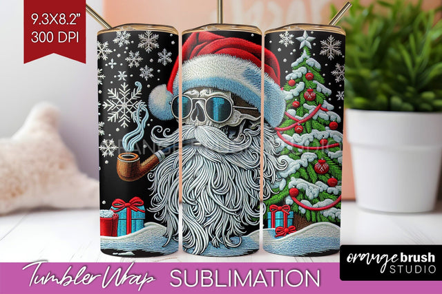 Christmas Skeleton Tumbler Wrap - Santa Tumbler Sublimation Sublimation OrangeBrushStudio 