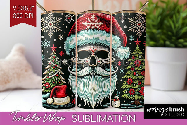 Christmas Skeleton Tumbler Wrap - Santa Tumbler Sublimation Sublimation OrangeBrushStudio 