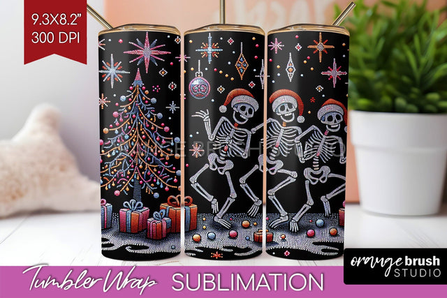 Christmas Skeleton Tumbler Wrap - Santa Tumbler Sublimation Sublimation OrangeBrushStudio 