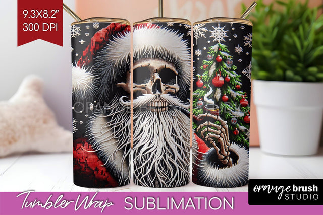 Christmas Skeleton Tumbler Wrap - Santa Tumbler Sublimation Sublimation OrangeBrushStudio 