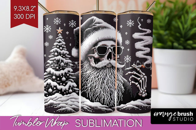 Christmas Skeleton Tumbler Wrap - Santa Tumbler Sublimation Sublimation OrangeBrushStudio 