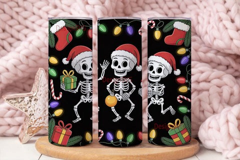 Christmas Skeleton Tumbler Wrap Sublimation DesignSVG 