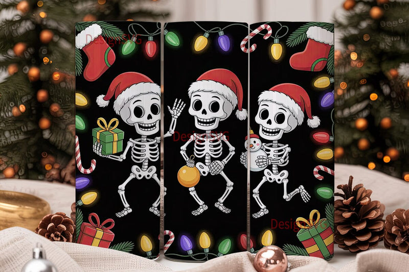 Christmas Skeleton Tumbler Wrap Sublimation DesignSVG 