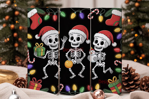 Christmas Skeleton Tumbler Wrap Sublimation DesignSVG 