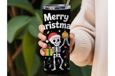 Christmas Skeleton Tumbler Wrap Sublimation DesignSVG 