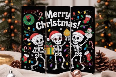 Christmas Skeleton Tumbler Wrap Sublimation DesignSVG 