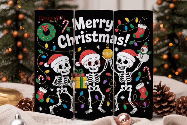 Christmas Skeleton Tumbler Wrap Sublimation DesignSVG 