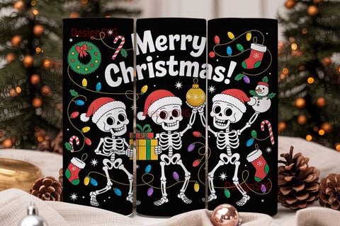 Christmas Skeleton Tumbler Wrap Sublimation DesignSVG 