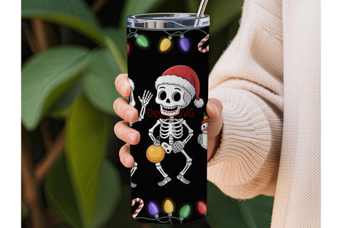 Christmas Skeleton Tumbler Wrap Sublimation DesignSVG 