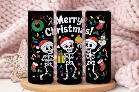Christmas Skeleton Tumbler Wrap Sublimation DesignSVG 