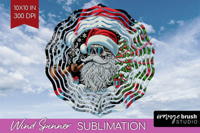 Christmas Skeleton Wind Spinner Sublimation - Skull Santa Sublimation OrangeBrushStudio 