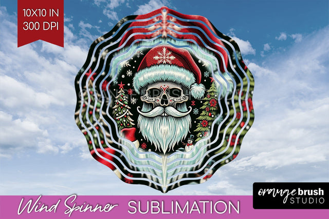Christmas Skeleton Wind Spinner Sublimation - Skull Santa Sublimation OrangeBrushStudio 