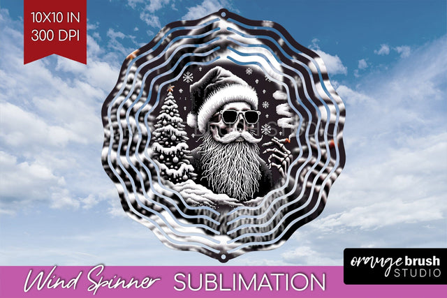Christmas Skeleton Wind Spinner Sublimation - Skull Santa Sublimation OrangeBrushStudio 