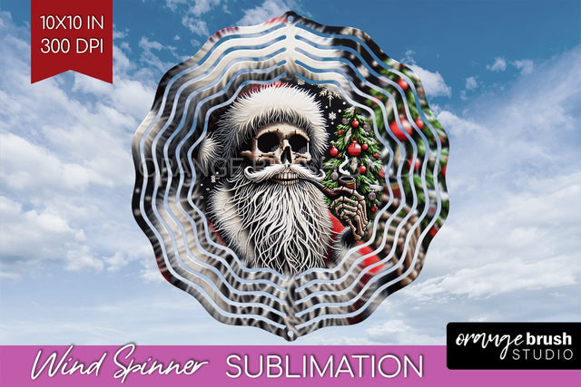 Christmas Skeleton Wind Spinner Sublimation - Skull Santa Sublimation OrangeBrushStudio 