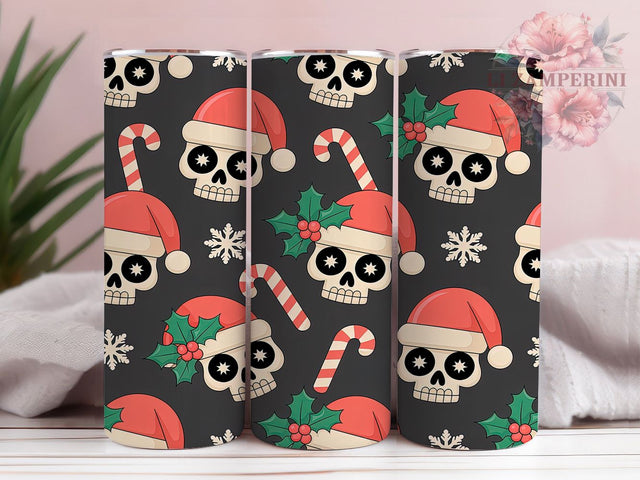 Christmas Skull Candy Cane Tumbler, Spooky Season Holiday Sublimation Design, Candy Cane Cup Art, 20oz Xmas Tumbler, Snowflake Santa Hat Mug, Stylish Christmas Cup, Cozy Holiday Wrap Sublimation Li Zamperini 