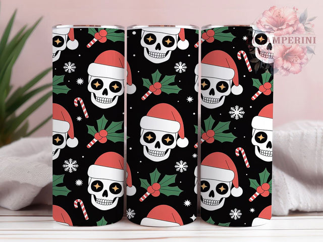 Christmas Skull Candy Cane Tumbler, Spooky Season Holiday Sublimation Design, Candy Cane Cup Art, 20oz Xmas Tumbler, Snowflake Santa Hat Mug, Stylish Christmas Cup, Cozy Holiday Wrap Sublimation Li Zamperini 