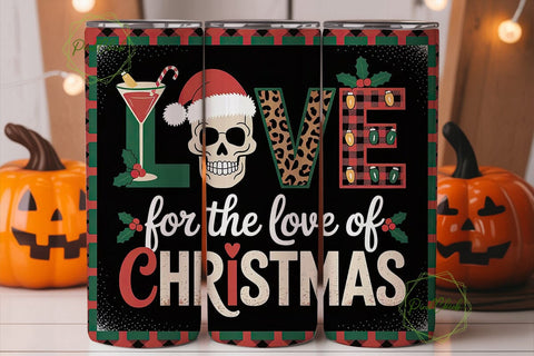Christmas Skull Love 20oz Tumbler Wrap Sublimation PixelChick 