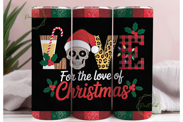 Christmas Skull Love 20oz Tumbler Wrap Sublimation PixelChick 